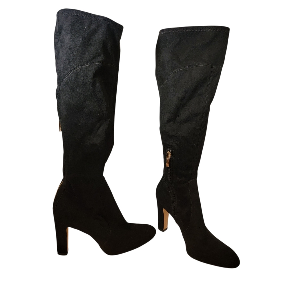 IVANKA TRUMP Black Gold Pull On Heeled Soft Boots Size 6.5